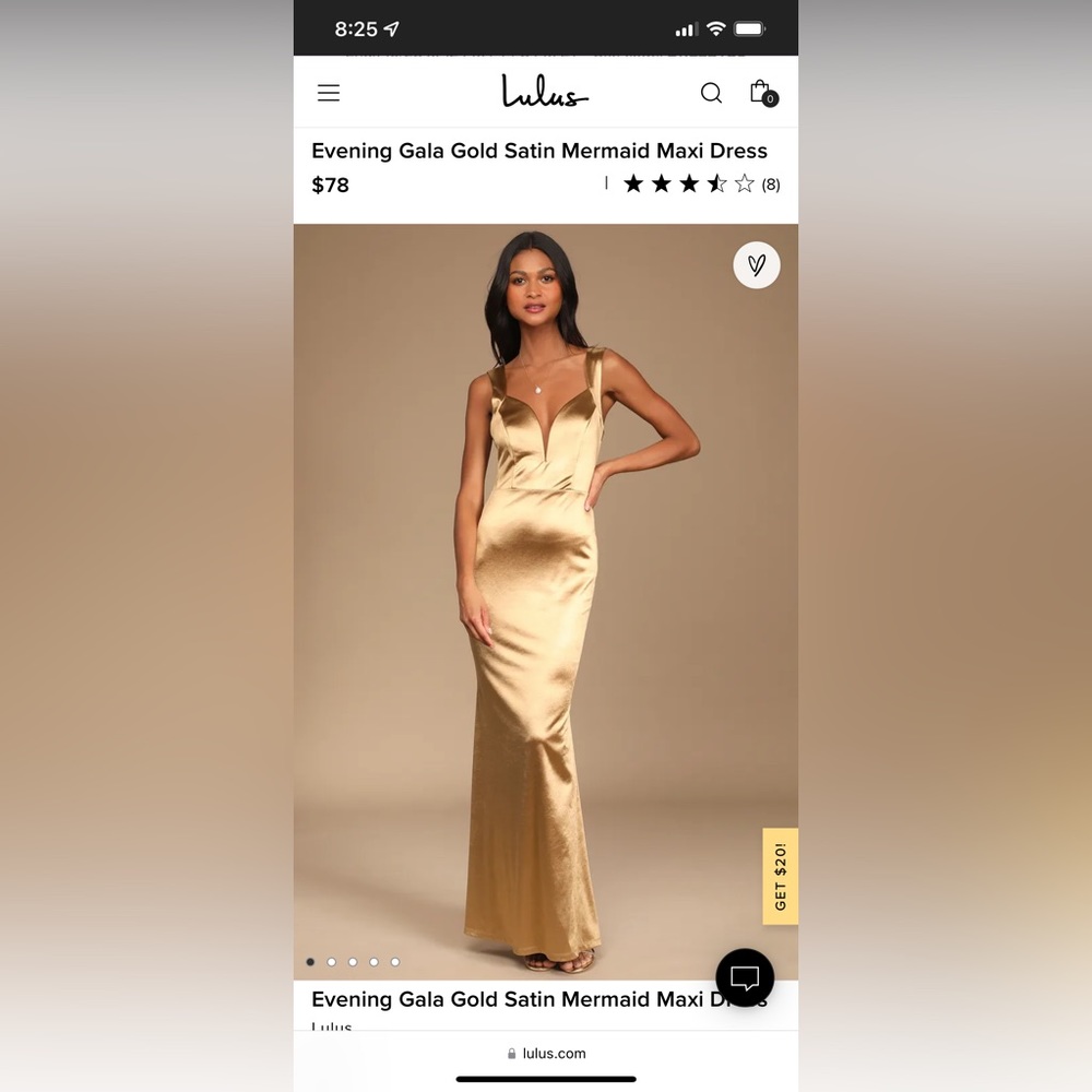 Evening Gala Gold Satin Mermaid Maxi Dress
